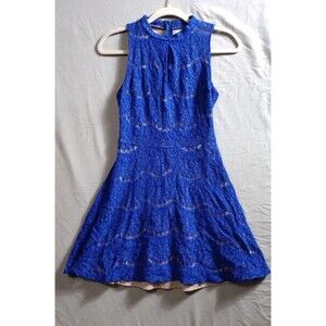 Womens Juniors Love, Fire Nordstrom Blue Lace Holidays Dress Size Small Floral